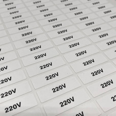 Наклейки для маркировки розеток «220V» из полиестра, лист 100шт.