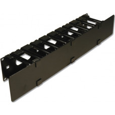 RS RACK MOUNT CABLE MANAGER W/ COVER,BLACK,SINGLE SIDED,2RMS