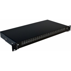 Патч-панель 24 порти під 12 адаптерів SC Duplex/LC Quad, пуста,1U, каб.вводи для 2xPG13.5+2xPG16, чорна, Україна