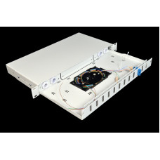 Патч-панель 24 порти під 12 адаптерів SC Duplex/LC Quad, пуста,1U, каб.вводи для 2xPG13.5+2xPG16, сіра, Україна