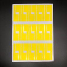 Наклейки для маркировки оптических патч-кордов и пиг-тейлов, под печать на принтере, жёлтого цвета (30 наклеек на листе)
