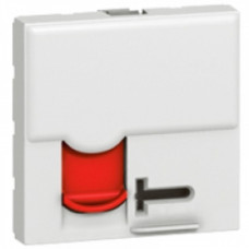 MOSAIC Розетка информационная (з ключом) RJ45 UTP кат.6 LCS²(2 модуля), цвет Белый с Червоною шторкою