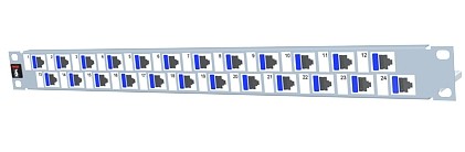изображение Патч панель 24xRJ45 DG+, 568A/B, PowerCat 6, экранированная 1U, графит.цвета